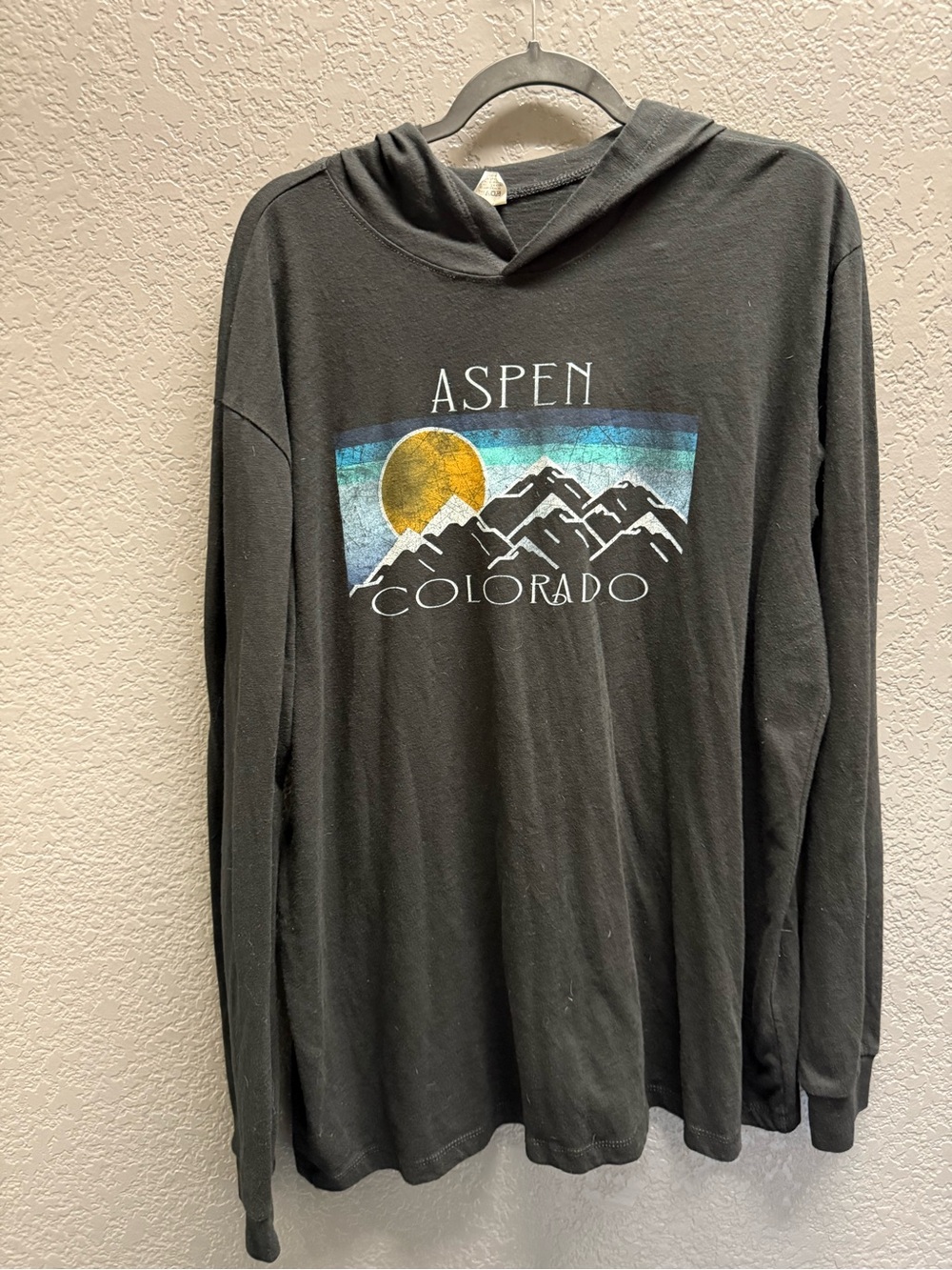 Aspen Colorado Black Hoodie Lightweight Cotton